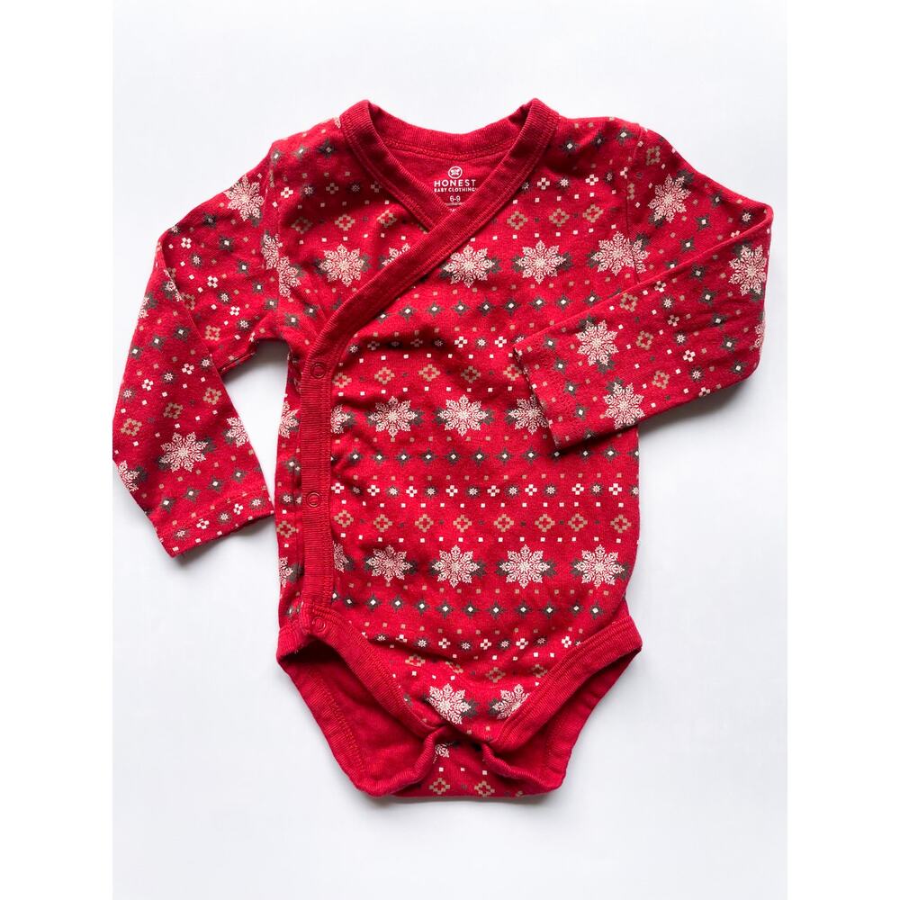 Honest Baby Girls Red Festive Holiday Bodysuit Size 6-9 Months